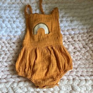 Orange Baby Romper with Rainbow Design